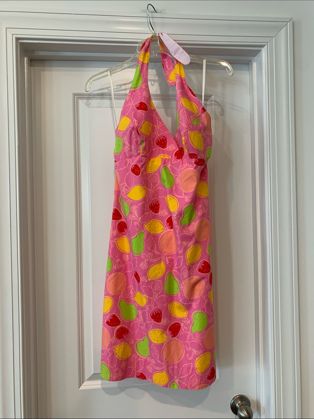 Lilly Pulitzer Pink halter dress “ Lemons and Berries” 6 cotton NWOT